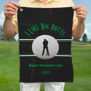 I Like Big Putts Golf Humor Black Funny Modern Golf Towel