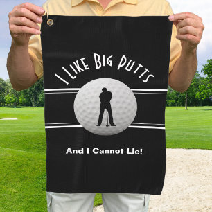 I Like Big Putts Golf Humor Funny Black Modern Golf Towel