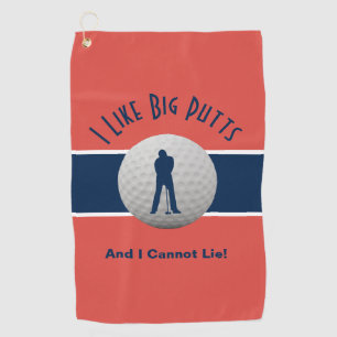 I Like Big Putts Golf Humour Fun Red Blue Towel