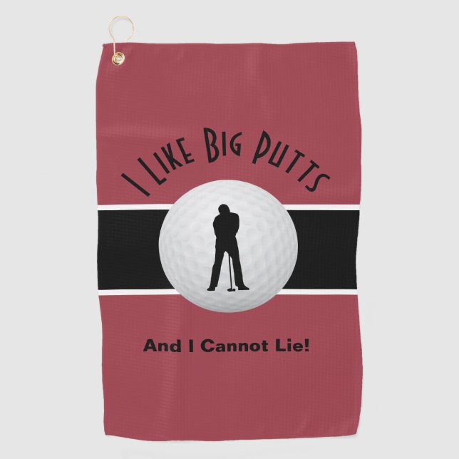 I Like Big Putts Golf Humour Funny Red Black Towel (Front)