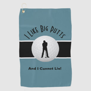 I Like Big Putts Golf Humour Funny Turquoise Black Golf Towel