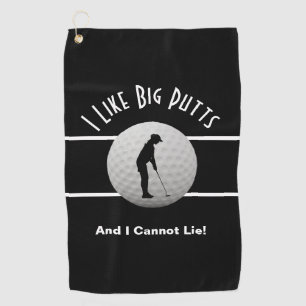 I Like Big Putts Golfer Sports Humour For Her Blac Golf Towel