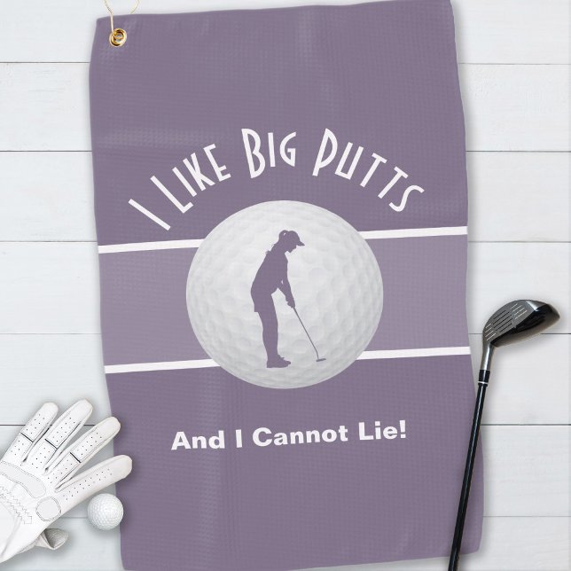 I Like Big Putts Lady Golfer Funny Trendy Purple Golf Towel (I Like Big Putts Lady Golfer Funny Trendy Purple Golf Towel)