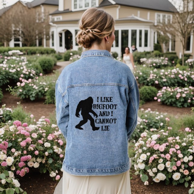 I like Bigfoot and I cannot Lie    Denim Jacket (Wedding Back)