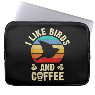 I like Birds & Coffee Funny vintage Birds theme lo Laptop Sleeve