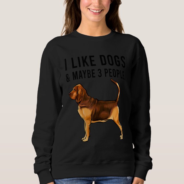 I Like Bloodhound Dogs And Maybe 3 People Sweatshirt (Front)