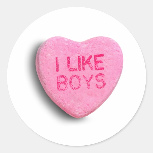 I Like Boys Classic Round Sticker (Front)
