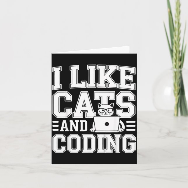 I Like Cats And Coding Programmer On Tech _-  Card (Front)