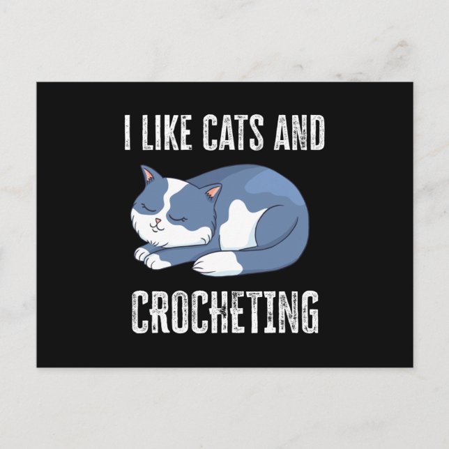 I like Cats and Crocheting Gift Postcard (Front)