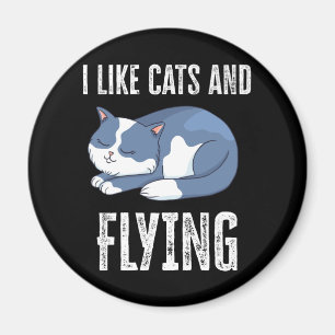 I like Cats and Flying Gift Magnet
