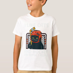I Like Cats And Hockey And Maybe 3 People Black Ca T-Shirt