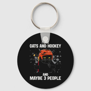 I Like Cats And Hockey And Maybe 3 People Funny Ca Key Ring