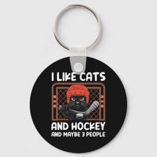 I Like Cats And Hockey And Maybe 3 People Funny Co Key Ring