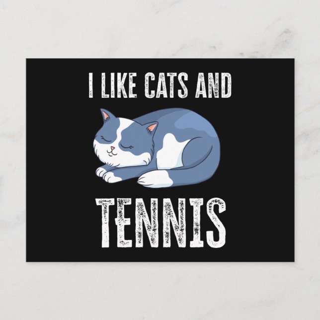 I like Cats and Tennis Gift Postcard (Front)