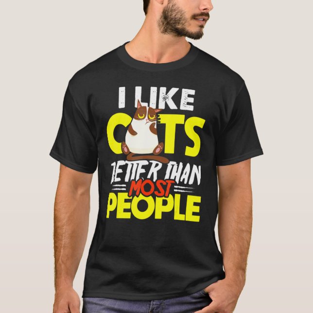 I Like Cats More Than People For Cat T-Shirt (Front)