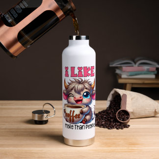 I Like Coffee More Than People Water Bottle