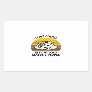 I like coffee my cat and maybe 3 people rectangular sticker