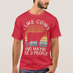 I Like Cows And Maybe 3 People Cow Vintage Sunset  T-Shirt