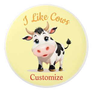 I Like Cows Art Thunder_Cove Ceramic Knob