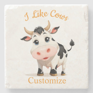 I Like Cows Art Thunder_Cove Stone Coaster