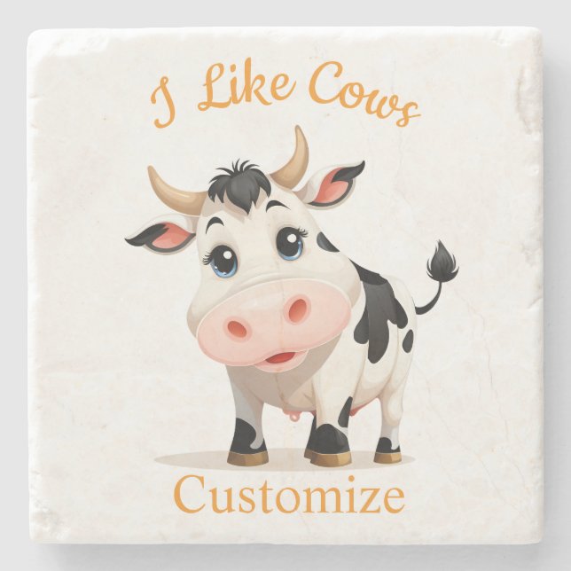 I Like Cows Art Thunder_Cove Stone Coaster (Front)
