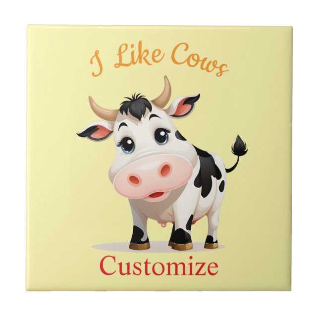 I Like Cows Art Thunder_Cove Tile (Front)