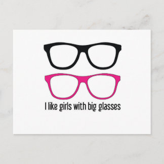 I like girls with big glasses postcard