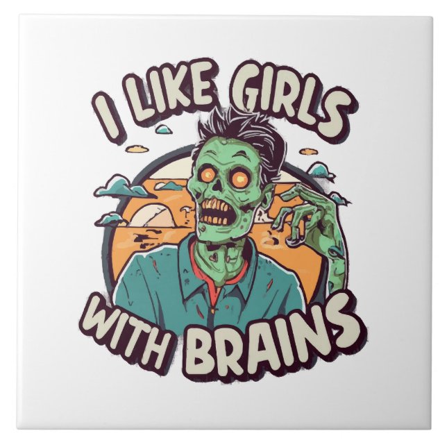 I Like Girls with Brains Tile (Front)