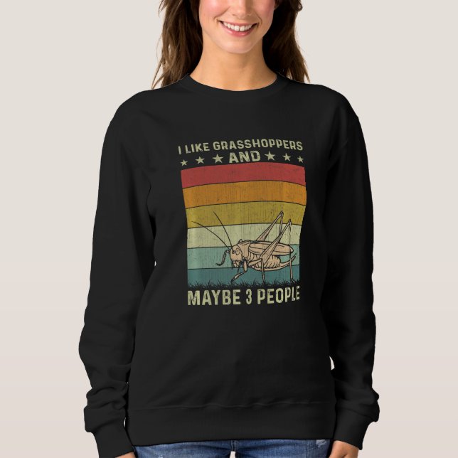 I Like Grasshoppers Maybe 3 People Retro 60s 70s G Sweatshirt (Front)