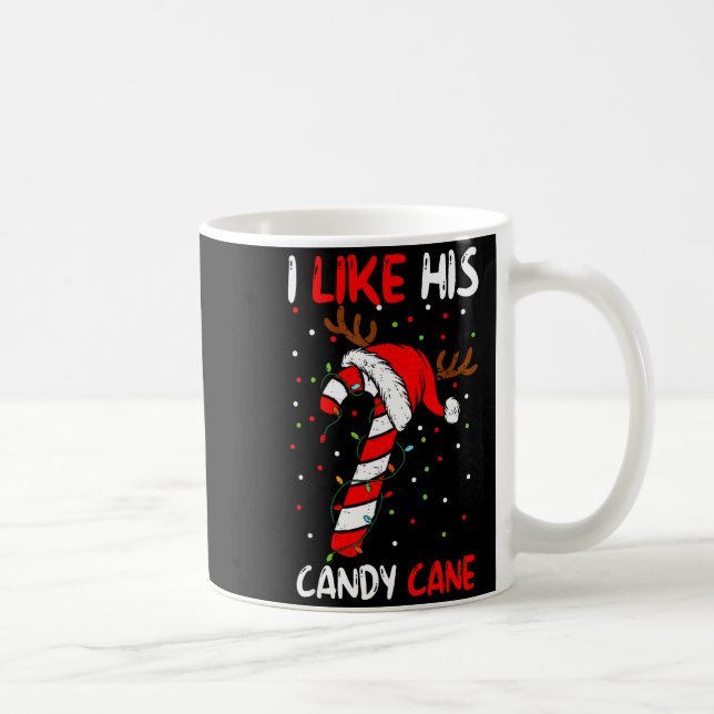 I Like His Candy Cane Couple Matching Christmas Me Coffee Mug (Right)