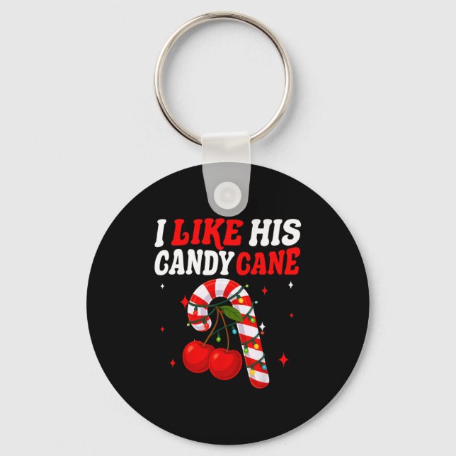 I Like His Candy Cane Couples Matching Christmas F Key Ring (Front)