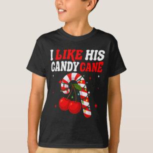 I Like His Candy Cane Couples Matching Christmas F T-Shirt