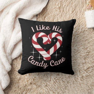I Like His Candy Cane Funny Couples Matching Cushion