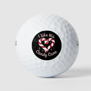 I Like His Candy Cane Funny Couples Matching   Golf Balls