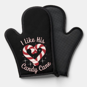 I Like His Candy Cane Funny Couples Matching Oven Mitt