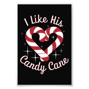 I Like His Candy Cane Funny Couples Matching Photo Print