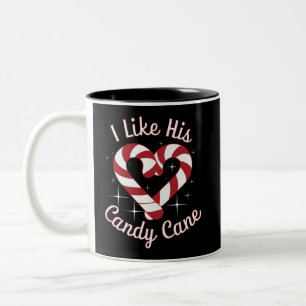 I Like His Candy Cane Funny Couples Matching   Two-Tone Coffee Mug