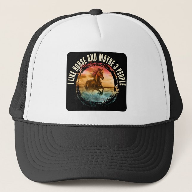 i like horse and maybe 3 people trucker hat (Front)