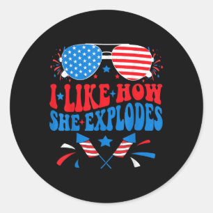 I Like How He Bangs Fireworks Funny Clothes Tee Classic Round Sticker