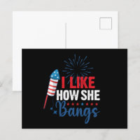 I Like How She Bangs Patriotic July 4th Couple