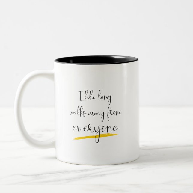 I Like Long Walks Away From Everyone Two-Tone Coffee Mug (Left)