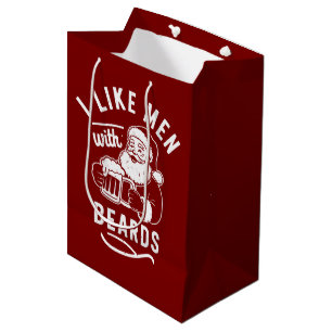 I Like Men with Beards Christmas Santa Claus Beer Medium Gift Bag