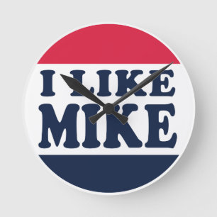 I-LIKE-MIKE-BUTTON ROUND CLOCK