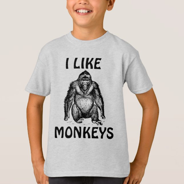 I LIKE MONKEYS KIDS T-SHIRTS (Front)