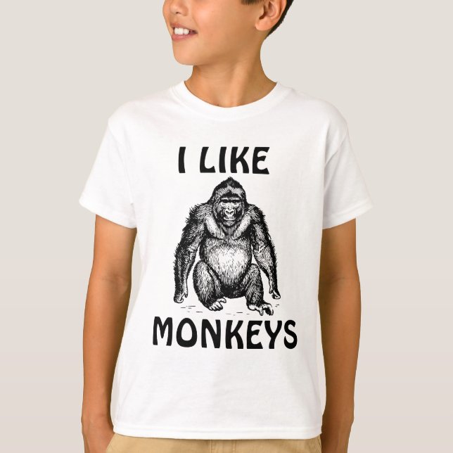 I LIKE MONKEYS KIDS T-SHIRTS (Front)