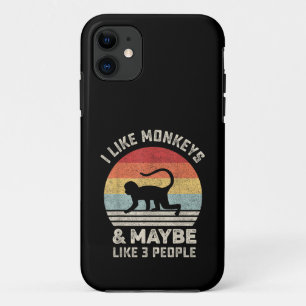 I Like Monkeys & Maybe 3 People Funny Retro Vintag Case-Mate iPhone Case