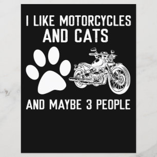 I Like Motorcycles And Cats Funny Art Gift