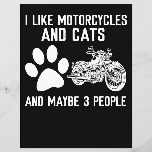 I Like Motorcycles And Cats Funny Art Gift (Front)
