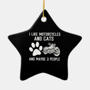 I Like Motorcycles And Cats Funny Art Gift Ceramic Tree Decoration