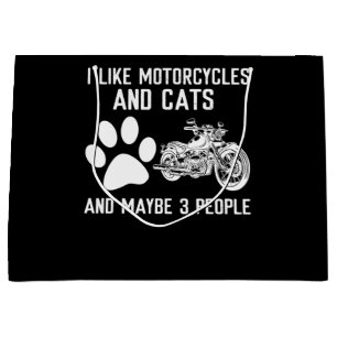 I Like Motorcycles And Cats Funny Art Gift Large Gift Bag